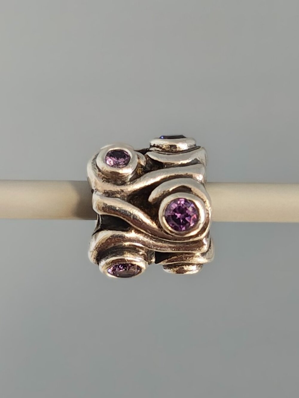 Authentic Pandora Retired Ocean Wave Charm with Amethyst Zirconia – 790369ACZ